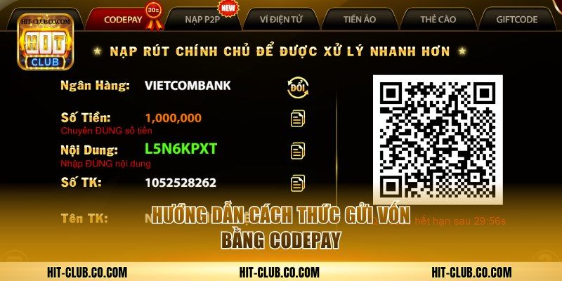 Hướng dẫn cách thức gửi vốn bằng Codepay